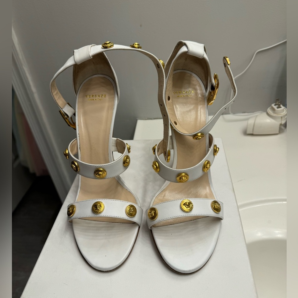 Versace Medusa ankle strap high heel